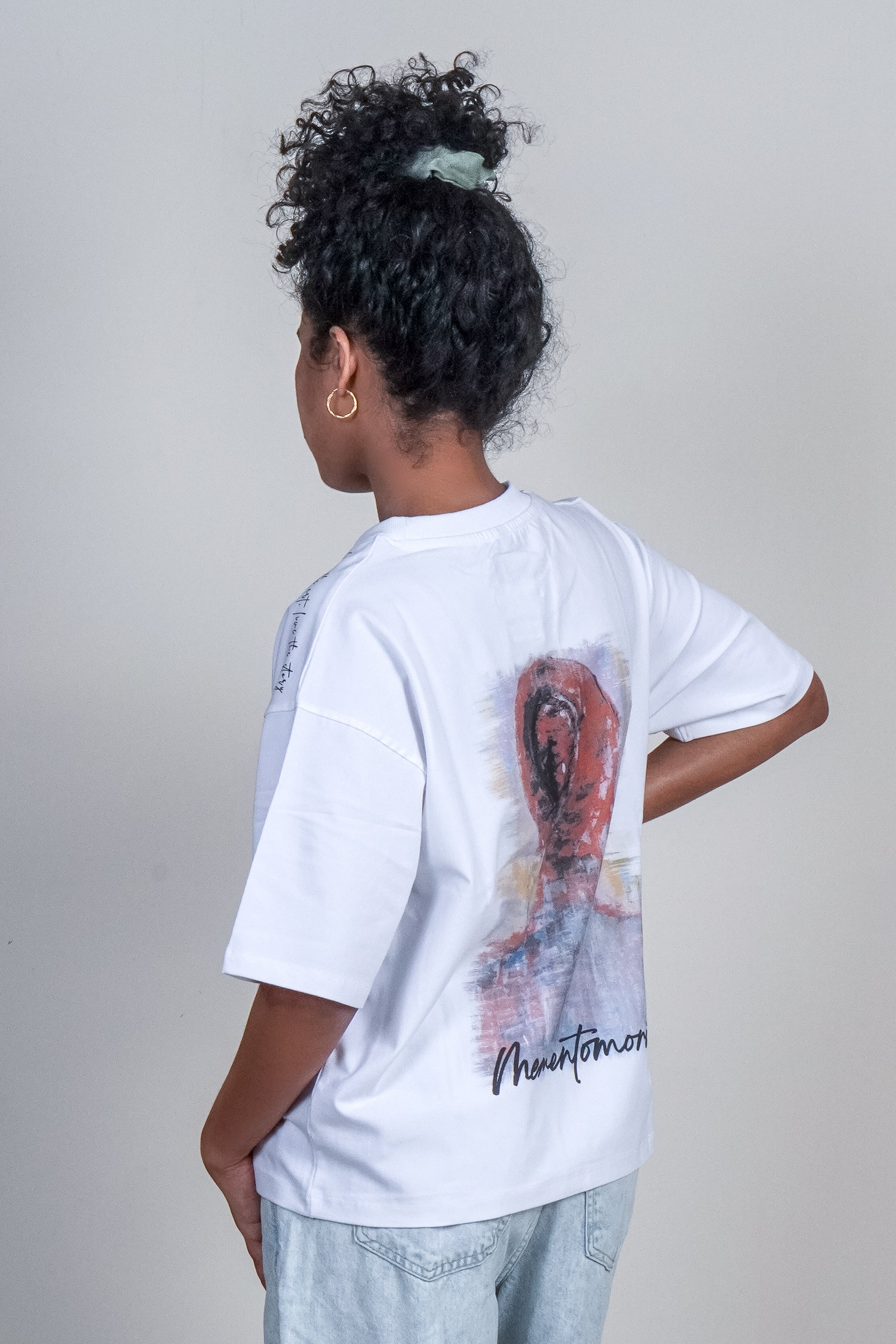 Kyoko Oversized T-shirt side view — limited edition art clothing by GEEMEEO