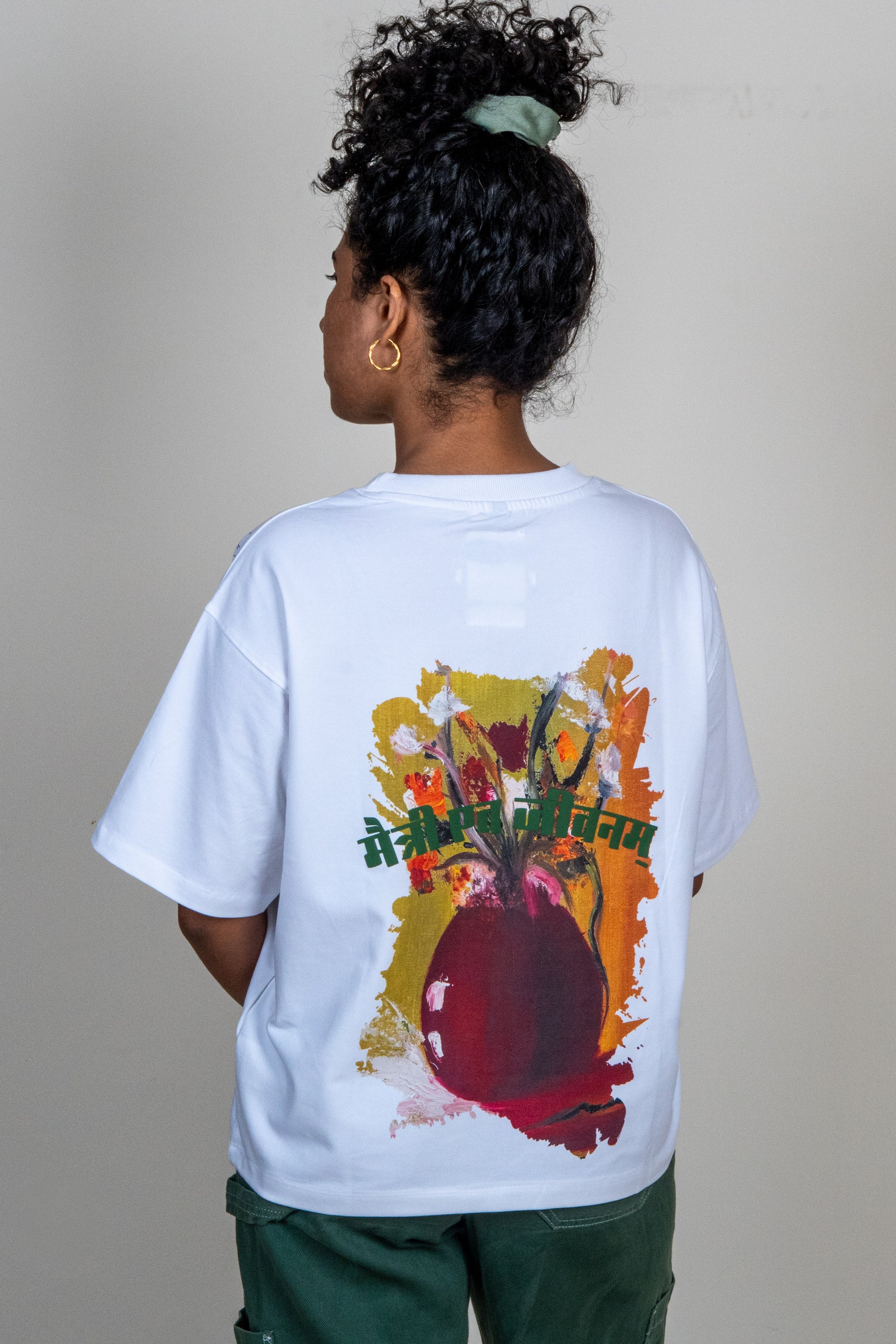 DOKAI Oversized T-shirt back view — Memento Mori collection by GEEMEEO